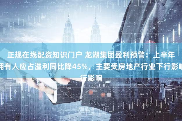 正规在线配资知识门户 龙湖集团盈利预警：上半年拥有人应占溢利同比降45%，主要受房地产行业下行影响